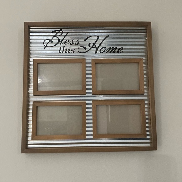 Bless this Home Square 4 Slot 16 Inch wall Picture Frame holder | home Decor - Picture 1 of 11